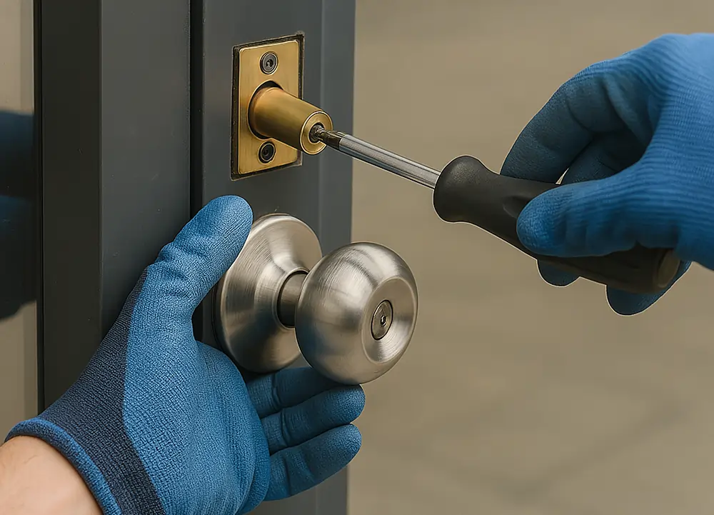 Close-up of lock replacement service in Sugar Land